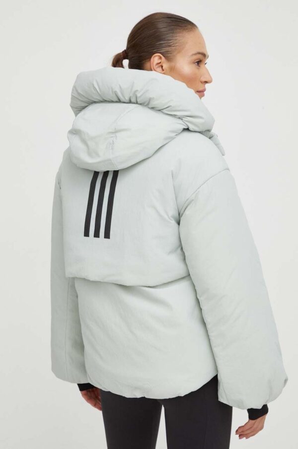 adidas kurtka puchowa damska kolor zielony zimowa oversize - obrazek 2