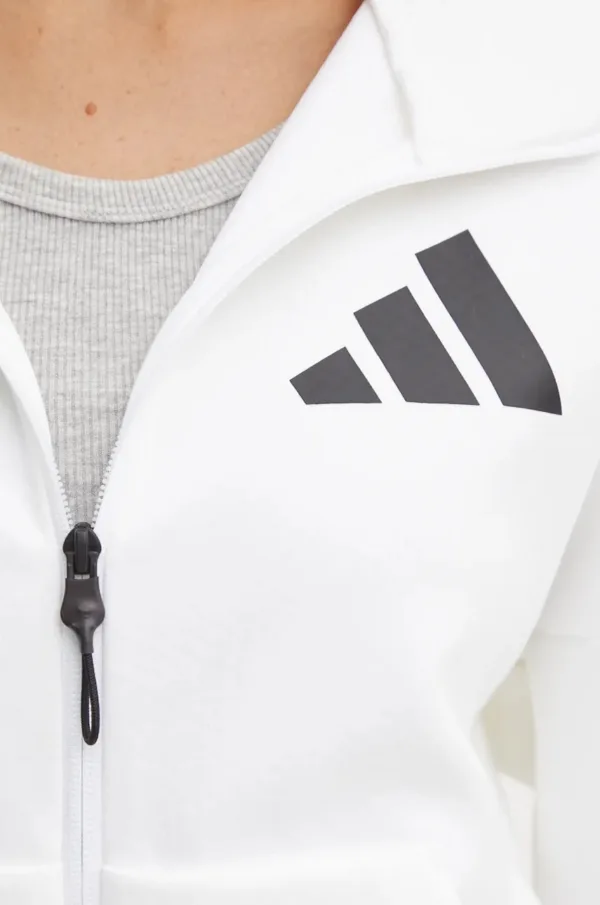 adidas bluza Z.N.E. damska kolor biały z kapturem z nadrukiem JE7849 - obrazek 4