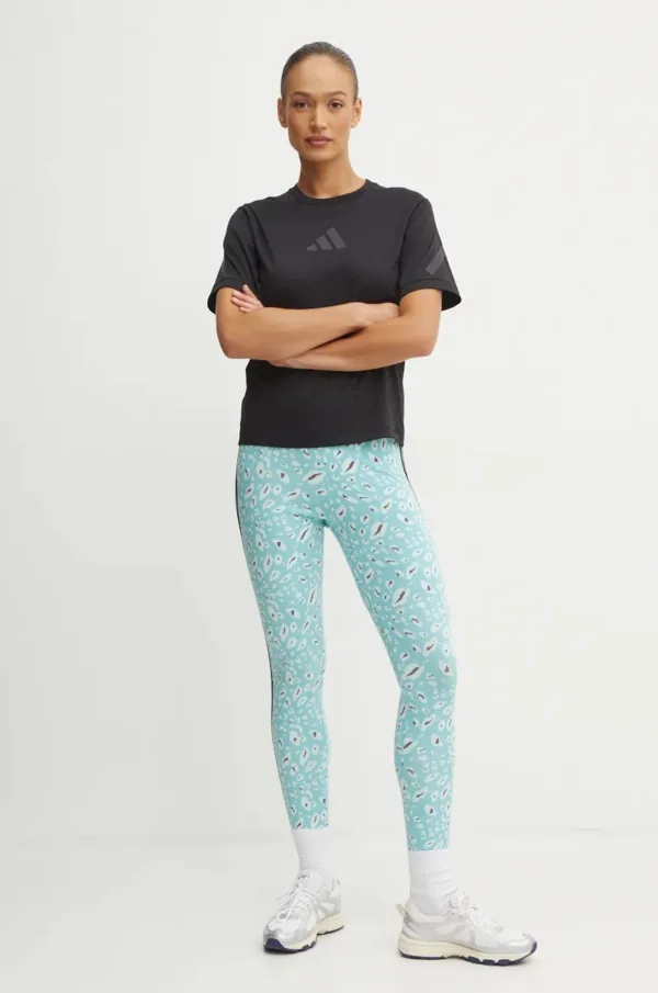 adidas legginsy Animal damskie kolor turkusowy wzorzyste IY5008