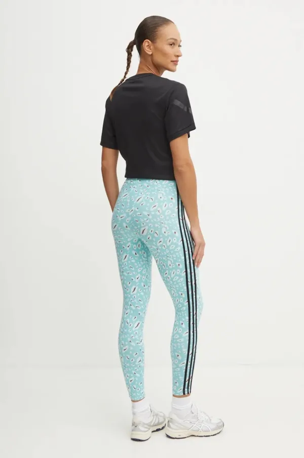 adidas legginsy Animal damskie kolor turkusowy wzorzyste IY5008 - obrazek 2