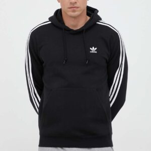adidas Originals bluza 3-Stripes męska kolor czarny z kapturem z aplikacją IM2088