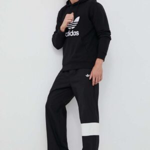 adidas Originals bluza bawełniana Classics Trefoil Hoodie męska kolor czarny z kapturem z nadrukiem IM4489