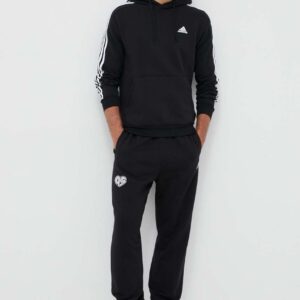 adidas bluza Essentials męska kolor czarny z kapturem z aplikacją IB4028