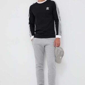 adidas Originals longsleeve bawełniany 3-Stripes kolor czarny z aplikacją IA4877