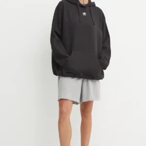 adidas Originals bluza Essential damska kolor czarny z kapturem gładka IY7344