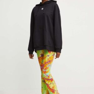 adidas Originals bluza bawełniana damska kolor czarny z kapturem gładka IY9615