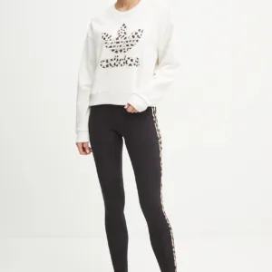adidas Originals bluza bawełniana Leopard Sweat damska kolor biały z aplikacją IW8477