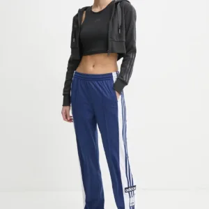 adidas Originals bluza Femme Galore Short Fulzip Hoodie damska kolor szary z kapturem z aplikacją JN3006