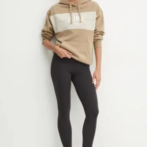 Puma bluza damska kolor zielony z kapturem wzorzysta 681540