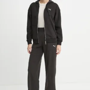 Puma bluza damska kolor czarny z kapturem gładka 681636