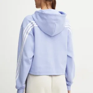 adidas bluza Future Icons damska kolor niebieski z kapturem z aplikacją IW5195