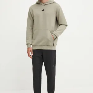 adidas Performance bluza treningowa Designed for Training kolor zielony z kapturem gładka JE6690