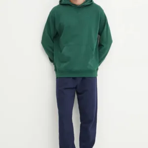 New Balance bluza bawełniana męska kolor zielony z kapturem gładka MT41534NWG