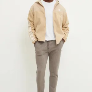 adidas Originals bluza męska kolor beżowy z kapturem z aplikacją IZ2487