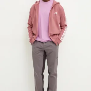 adidas bluza Essentials męska kolor różowy z kapturem wzorzysta IX0166