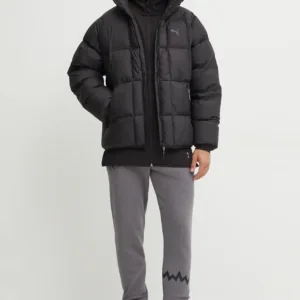 Puma bluza męska kolor czarny z kapturem gładka 676638