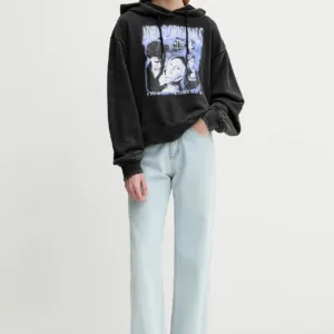 adidas Originals bluza bawełniana Buffy Hoodie damska kolor czarny z kapturem z nadrukiem JW0155