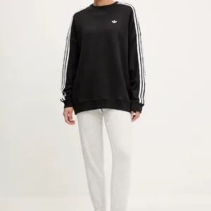 adidas Originals bluza bawełniana 3-Stripes damska kolor czarny z aplikacją JX5285