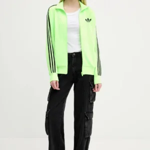 adidas Originals bluza Firebird damska kolor zielony z aplikacją JX7859