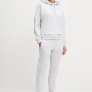 adidas bluza Essentials Small Logo Feel Cozy Hoodie damska kolor szary z kapturem melanżowa JN1853