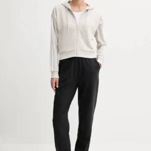 adidas bluza Essentials damska kolor beżowy z kapturem gładka JW1821