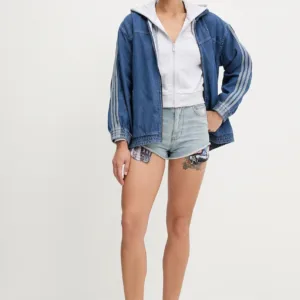 adidas bluza 3-Stripes damska kolor szary z kapturem melanżowa JX7648