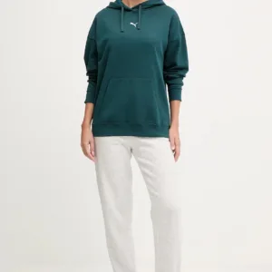 Puma bluza damska kolor zielony z kapturem gładka 685398