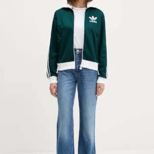 adidas Originals bluza Classic Tt damska kolor zielony wzorzysta JX7852
