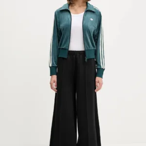 adidas Originals bluza welurowa Fb Liberty Tt damska kolor zielony z aplikacją JW5267