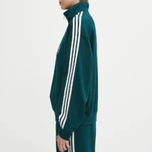 adidas Originals bluza bawełniana Quarter Zip damska kolor zielony z aplikacją KF2309