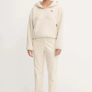 Puma bluza damska kolor beżowy z kapturem gładka 632048