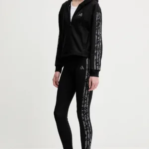adidas bluza Animal damska kolor czarny z kapturem z aplikacją JM1862