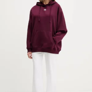 adidas Originals bluza Os Hoodie Fl damska kolor bordowy z kapturem gładka KW1900