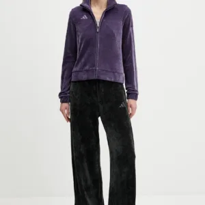 adidas bluza welurowa Tiro damska kolor fioletowy gładka JM1816