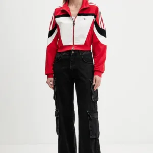 adidas Originals bluza Tracktop damska kolor czerwony wzorzysta JY2387
