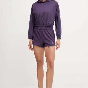 adidas Performance bluza treningowa Cover-up damska kolor fioletowy z kapturem gładka JY2667