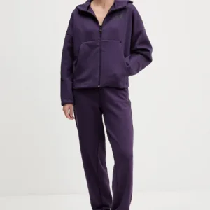 adidas bluza adidas x Z.N.E damska kolor fioletowy z kapturem z nadrukiem KC4569