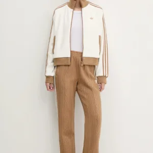 adidas Originals bluza welurowa Velour damska kolor beżowy gładka KR0062