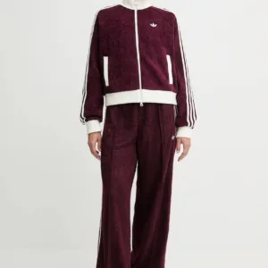 adidas Originals bluza welurowa Velour damska kolor bordowy z aplikacją KS0400