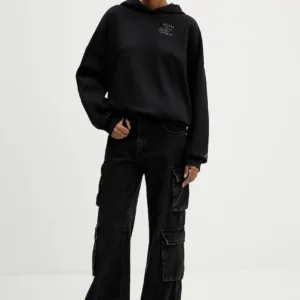 adidas bluza damska kolor czarny z kapturem z nadrukiem KT0878