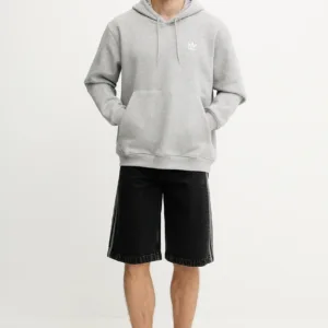 adidas Originals bluza Essential męska kolor szary z kapturem z nadrukiem JV6057