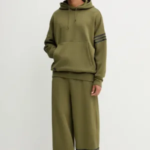 adidas Originals bluza Neuclassics męska kolor zielony z kapturem z aplikacją HZ3739