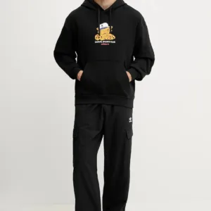 adidas Originals bluza bawełniana Graphic Lo Hd męska kolor czarny z kapturem z nadrukiem JW0166