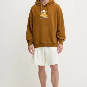 adidas Originals bluza bawełniana Graphic Lo Hd męska kolor brązowy z kapturem z nadrukiem JW0167