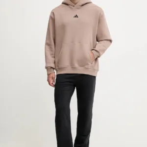 adidas Performance bluza treningowa POWER męska kolor brązowy z kapturem gładka JZ6250