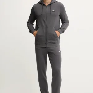 Puma bluza bawełniana męska kolor szary z kapturem gładka 688255