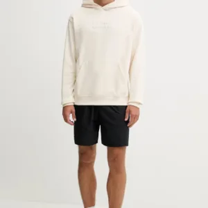 New Balance bluza bawełniana męska kolor beżowy z kapturem z aplikacją MT53925PEF