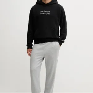 New Balance bluza bawełniana męska kolor czarny z kapturem gładka MT53925BK