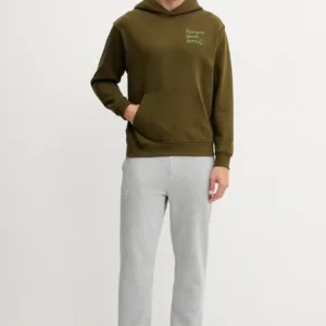 New Balance bluza bawełniana męska kolor zielony z kapturem z aplikacją MT53918WDL