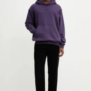 adidas Originals bluza bawełniana Grfx Hoodie męska kolor fioletowy z kapturem gładka JY2729